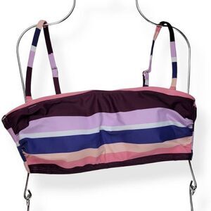 Kona Sol Striped Bandeau Bikini Top Large 12-14